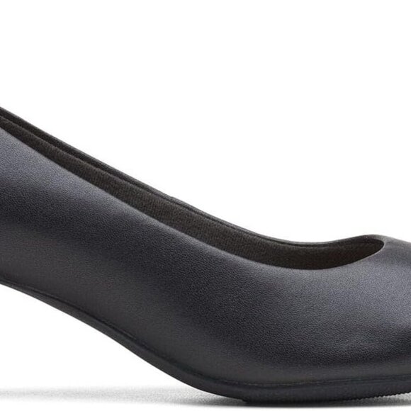 Women’s Leather Step Pump Size 10 Wide Black Rubber Sole Casual Dress Shoe - Picture 2 of 8